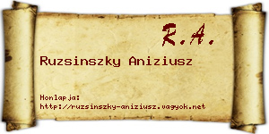 Ruzsinszky Aniziusz névjegykártya